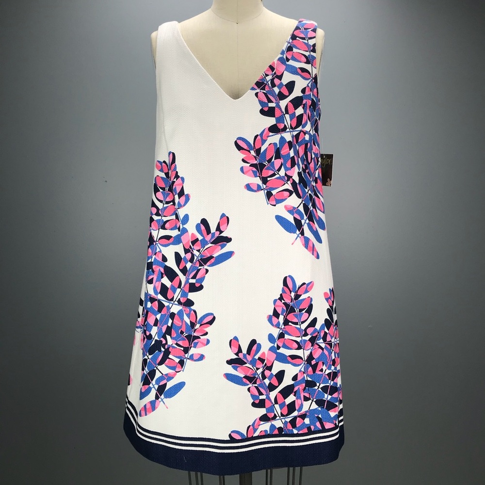 Taylor Eucalyptus Floral Print Shift Dress Sz 6